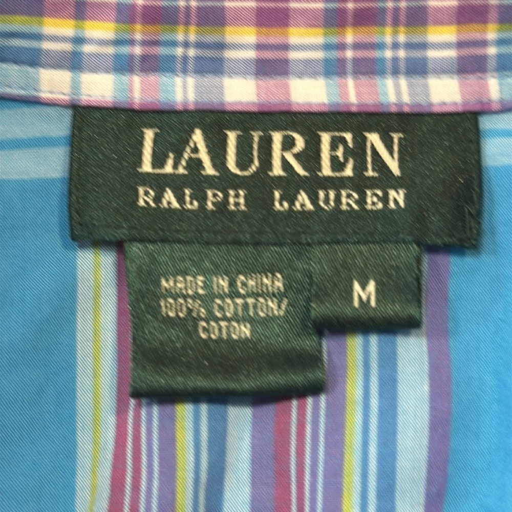 Lauren Ralph Lauren Blue Plaid Button Down Shirt - Picture 3 of 13